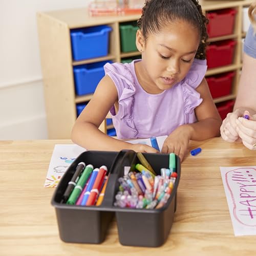 ECR4Kids 3-Compartment Small Storage Caddy Organizer, 6-Pack, Black - color: Black