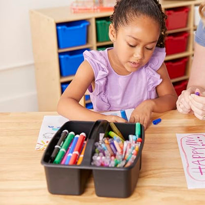 ECR4Kids 3-Compartment Small Storage Caddy Organizer, 6-Pack, Black - color: Black