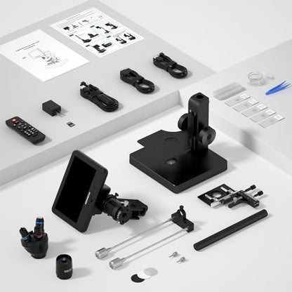Andonstar AD266S 20X-5000X HDMI Digital Microscope, 5 Lens 2160P UHD Video - style: AD266S-7"+ Metal Biological Stand