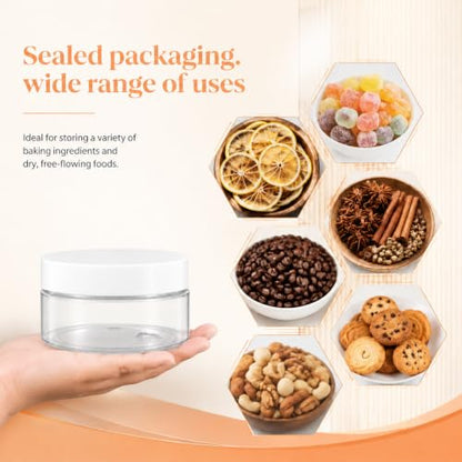 24 Pack 5 OZ Plastic Jars Clear Cosmetic Container with Lids | Round