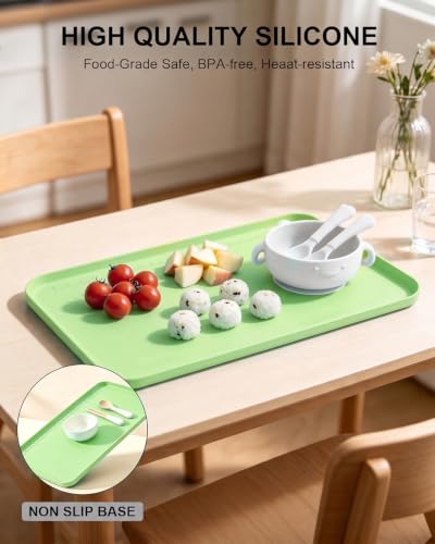 Silicone Mats for Crafts, 12" x 19" Waterproof Non-Slip Playdoh Mat - color: Green, size: 19"x12"