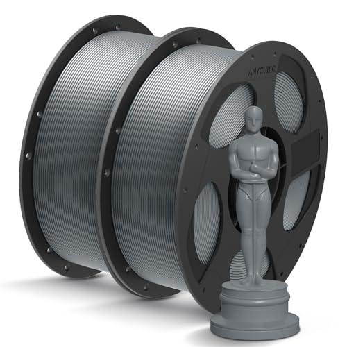 ANYCUBIC PLA+ 3D Printer Filament Bundle, PLA Plus 1.75mm Dimensional Accuracy +/- 0.02mm, Fit Most FDM 3D Printers, 1KG Spool, 2KG Texture Grey - color: 2*1kg Pla+ Texture Grey