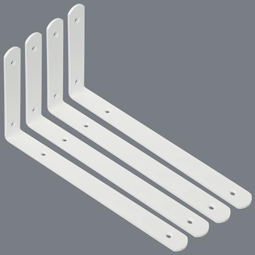 Alise White Shelf Brackets,L Brackets for Shelves,12x6.3x1.2 Inch,4 Pcs - color: White, size: 12x6.3 Inch (Upgraded)