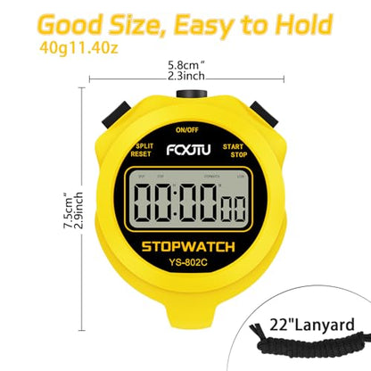 Digital Simple Basic Stopwatch Timer, Silent Stop Watch for Kids Coaches - color: Yellow