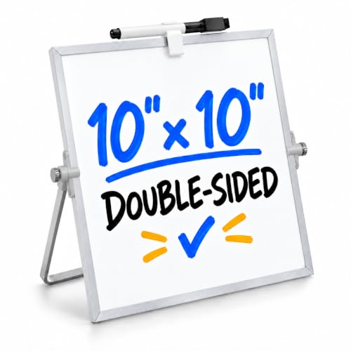 MaxGear Double-Sided Magnetic Small White Board with Stand, 10" x 10" - size: 10"W x 10"H