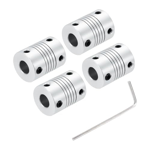 uxcell 4Pcs 6mm to 8mm Aluminum Alloy Shaft Coupling L25xD19 Flexible Coupler Beam Stepper Motor Joint Connector for 3D Printer CNC Machine DIY Encoders and Motors Shaft,Silver - size: 6mm to 8mm