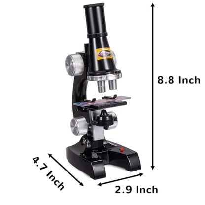 Little World Kids Microscope with LED Light - 100X/400X/1200X Magnification - color: Black