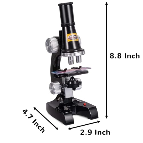 Little World Kids Microscope with LED Light - 100X/400X/1200X Magnification - color: Black