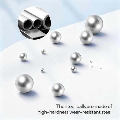 620Pcs 12 Size Bearing Ball, Precision Steel Balls Assortment Kit 1mm, 2mm, 2.5mm, 3mm, 3.5mm, 4mm, 4.5mm, 5mm, 5.5mm, 6mm, 7mm, 8mm - size: 620, style: Precision Steel