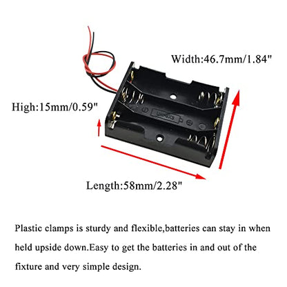 HAHIYO 4.5V AA Battery Holder Bundle Series with Wire Sturdy Clapm Flexible Springs Contact Build-in Harnesses Batteries Black Case Easy Install 6 Pieces for Wall Clocks Ham Radio Kids Toys - style: Without cover-3AA-6P