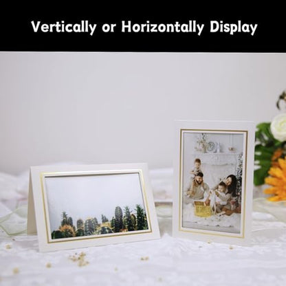 50 Sets Photo Frame Cards with Envelopes 4x6 Paper Picture Frames Bulk - color: White with Gold Lining, size: 4X6