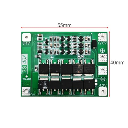 Gebildet 3pcs 3S 11.1V 12V 12.6V 40A 18650 Charger PCB BMS Protection Board Li-ion Lithium Battery Charger Lipo Cell Module for Drill Motor with Balance - style: 3S Charger PCB
