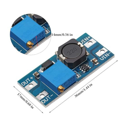 Gebildet 8PCS MT3608 DC-DC Step Up Boost Power Converter 2A Module Adjustable Step Up Voltage Regulator Board 2-24V to 5V-28V Output - style: MT3608