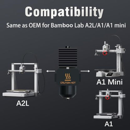 4-Pack Bamboo A1 mini/A1/A2L Hotend Kit, 0.2/0.4/0.6/0.8mm Hardened Steel Nozzle for Bambu Lab A1 Series/A2L, 3D Printer Print Head Replacement Nozzle for Bambu A1 Parts Precision&High-Speed Printing - style: Hotend Kit（0.2/0.4/0.6/0.8mm）