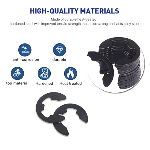 Boatsea 300Pcs E-Clip Circlip Assortment Set, External Retaining Clips Assortment Set, Alloy Steel Circlip Kit, Anti Walk Washers, Includes 17 Sizes of 1/16" - 7/8" - size: E-Clip 300PCS