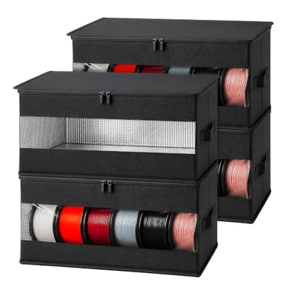 Filament Storage Box, 4 Pack Stackable Containers with Waterproof Zipper - color: Black