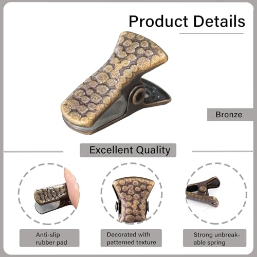 35 Pack Mini Metal Alligator Clips for Crafts Non-Slip Silicone-Coated Retro DIY Badge Small Spring Clips (Bronze) - color: Bronze