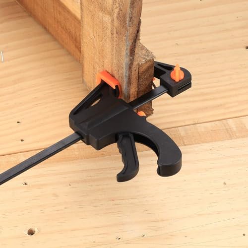 4 Inch Bar Clamps for Woodworking, 5 Pcs Trigger Quick Grip Clamps, One Handed Ratchet Wood Working Clamp, Mini Small Bar Woodworking Clamps for Wood Gluing Crafts (4Inch) - size: 4Inch