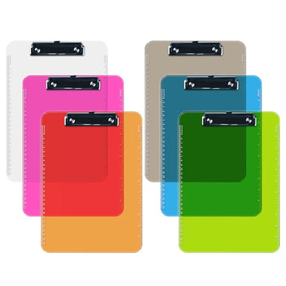 Plastic Clipboard with Flat Clip, Assorted Colors, 6 Pack - style: Flat Clip
