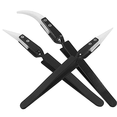 3pcs Stainless Steel Anti-Static Ceramic Solder Tweezers