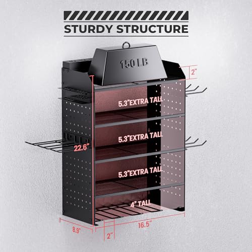 TRZZ Power Tool Organizer Wall Mount, 5-Layer Charging Station, Black - color: Black, size: 5-Layer with Charging Station