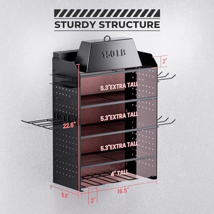 TRZZ Power Tool Organizer Wall Mount, 5-Layer Charging Station, Black - color: Black, size: 5-Layer with Charging Station
