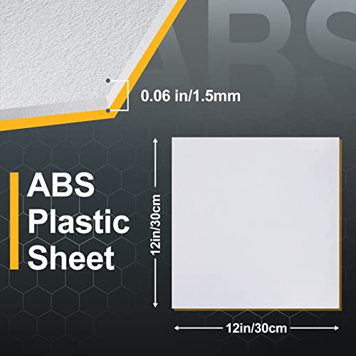 KINLINK 12" x 12" x 0.06" White Abs Plastic Sheet Flexible Moldable 6 Pack - color: White, size: 12x12-1.5MM
