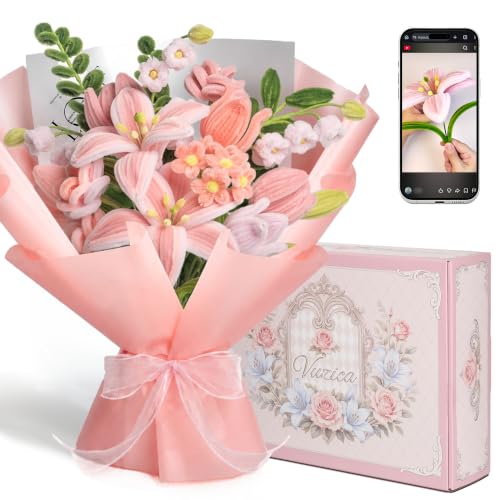 Vuzica 750Pcs Pipe Cleaner Flower Kit, 8mm Pink Pipe Cleaners Bulk - color: Lily Blush - Bouquet Edition