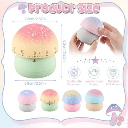 Amylove 4 Pcs Cute Mechanical Kitchen Timer Mushroom 60 Minutes - style: Mushroom