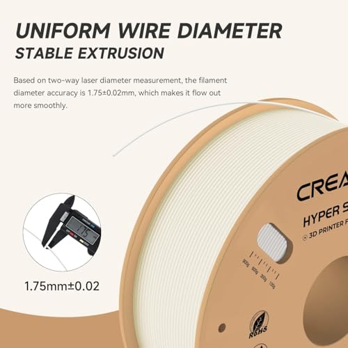 Official CREALITY Hyper PLA Filament 1.75mm, High Speed PLA 30-600mm/s 3D Printer Filament, Dimensional Accuracy +/-0.02mm, Fit Most FDM 3D Printers，1KG(2.2lbs) Spool White - color: White