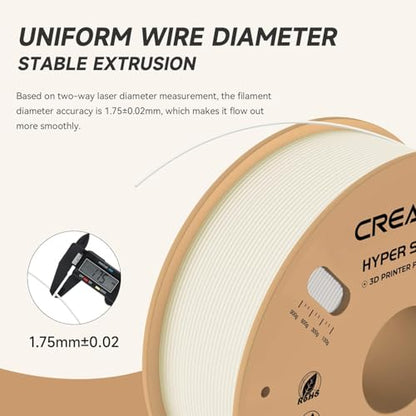 Official CREALITY Hyper PLA Filament 1.75mm, High Speed PLA 30-600mm/s 3D Printer Filament, Dimensional Accuracy +/-0.02mm, Fit Most FDM 3D Printers，1KG(2.2lbs) Spool White - color: White