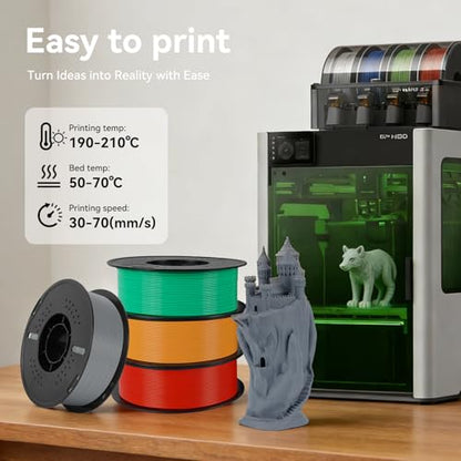 Kingroon Silver Grey Pla Filament 1.75mm ±0.02mm 2.2lbs,No Clogging Tangle-Free Vacuum Sealed,3D Printing Filament Low Warping Easy to Print for FDM 3D Printers - color: 1kg Grey Slive