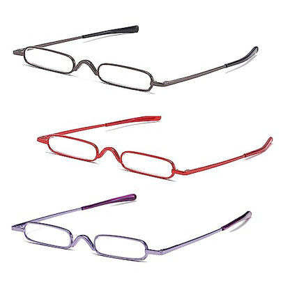 Mini Slim Pen Reading Glasses, Gunmetal+Red+Purple, 2.00 - color: Gunmetal+red+purple