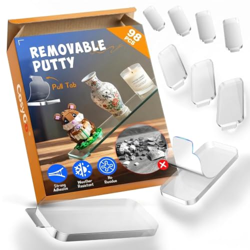 Large Mounting Putty with Pull Tab,Clear Removable Double Sided Adhesive Dots, Museum Stick Tack for Display Poster Hanging Wall Decor & Crafts, 98 Pcs 0.6" x 1.38" - size: 0.6" x 1.38" / 15x35mm / 98Pcs
