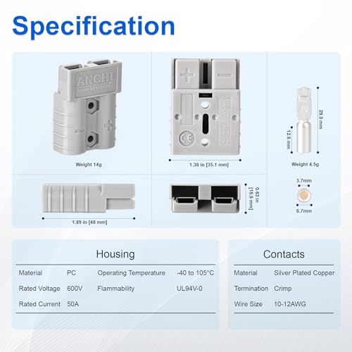 ELFCULB 6PCS SB50 Connectors Compatible with Anderson for 10-12AWG Cable
