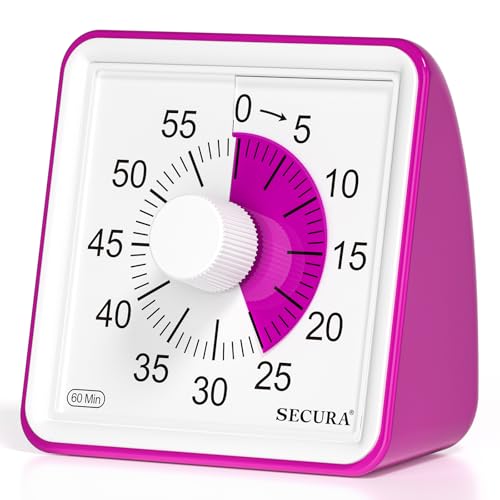 Secura Visual Timer for Kids, 60 Minute Classroom Countdown Timer for Study - color: Violet & Violet