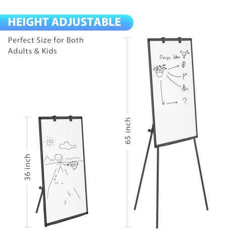 Maxtek Easel Whiteboard 36 x 24, Stand Tripod with Height Adjustable, Black - style: 36x24 Black
