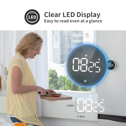 Digital Magnetic Kitchen Timer & Stopwatch with LED Display, White - color: Black White