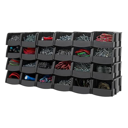 IRIS USA 24-Pack, Extra Small Stackable Storage Bins, Black - size: Extra Small - 24 Pack