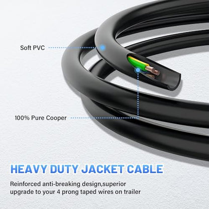 MECMO 4-Pin Flat Trailer Extension Cable 12 Inch, Heavy Duty 18AWG Copper 4 Way Wiring Connector Harness, Vehicle-Side and Trailer-Side 4 Prong Light Plug Hitch Wire Extension 1ft - size: 1ft (12 inch)