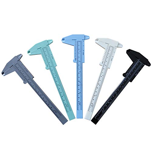 5 PCS Plastic Vernier Caliper Measuring Tool 6 Inch/150mm, Eyebrow Measuring Tool, Brow Mapping Ruler, Metric Millimeter and Inch 2 in 1