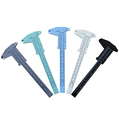 5 PCS Plastic Vernier Caliper Measuring Tool 6 Inch/150mm, Eyebrow Measuring Tool, Brow Mapping Ruler, Metric Millimeter and Inch 2 in 1