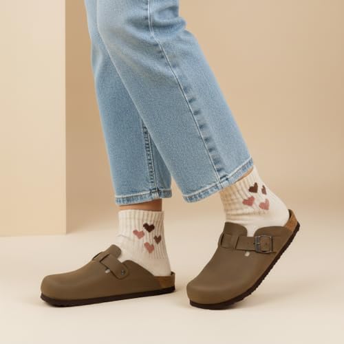 CUSHIONAIRE Hana Cork Footbed Clogs for Women, Slip On Fall Shoes - color: Brown, size: 6
