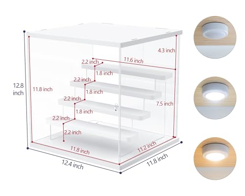 Acrylic Display Case for Collectibles, 5 Tier Figure Display Box with Door - color: White