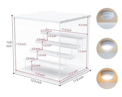 Acrylic Display Case for Collectibles, 5 Tier Figure Display Box with Door - color: White