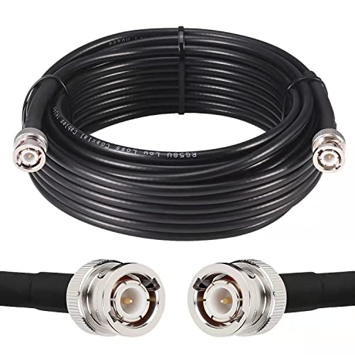 MOOKEERF BNC Cable - 35FT RG58 50 ohm Male to Male Coax Cables Low Loss BNC Extension Coaxial Cable with for Antennas, RF Radios, Modems, Oscilloscopes, Spectrum, etc (Black) - size: 35FT