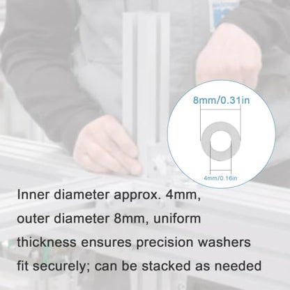M4x8mm Steel Thin Flat Washer Set for M4 Bolt Electronics Repair - size: M4X8