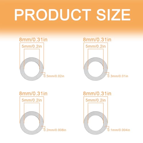 M5x8mm Precision Shim Washers for Robotics, 304 Stainless Steel - size: M5X8