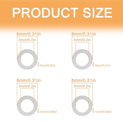 M5x8mm Precision Shim Washers for Robotics, 304 Stainless Steel - size: M5X8
