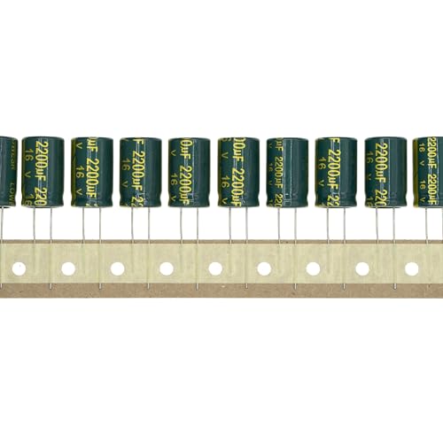 20 Pieces 16V 2200UF 13x21mm High Frequency LOWESR Plug-in Aluminum Electrolytic Capacitor Green Sleeve 16 Volt 2200 UF - size: 16V2200UF